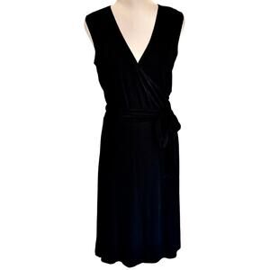Vintage Y2K Chico's Travelers Black Faux Wrap Stretch Sleeveless Midi Dress